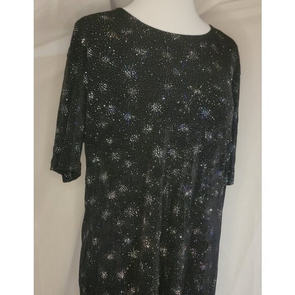 Whimsigoth Womens XL Black Shimmer Knit Blouse w/ Light Jacket Stretch Career - Picture 9 of 9